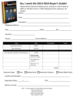 2013-2014 Buyer's Guide Order Form