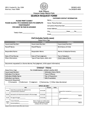 Grayson County Search Request Form