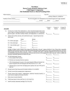 Huron County Child Support Computation Worksheet