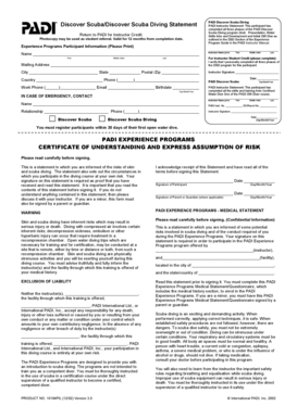 PADI Discover Scuba Diving Statement