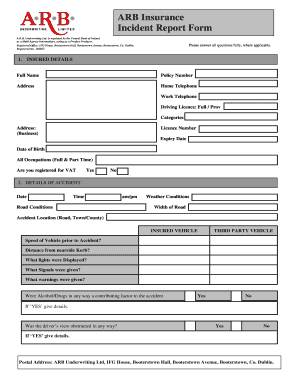 ARB Insurance Incident Report Form