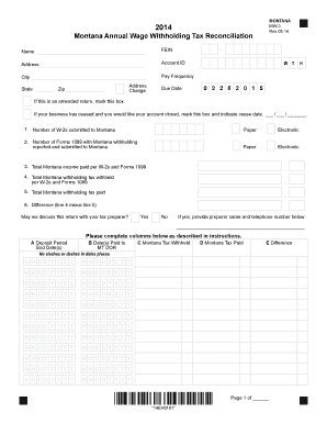Montana Annual Wage Withholding Tax Reconciliation
