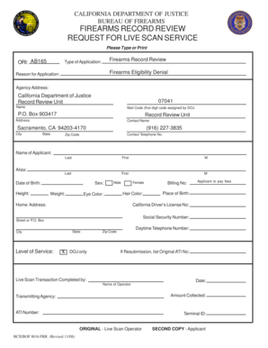 California Firearms Record Review Request