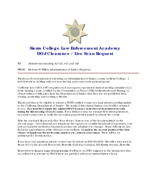 California DOJ Clearance Live Scan Request Form