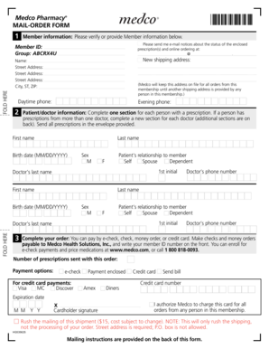 Medco Pharmacy Mail-Order Form