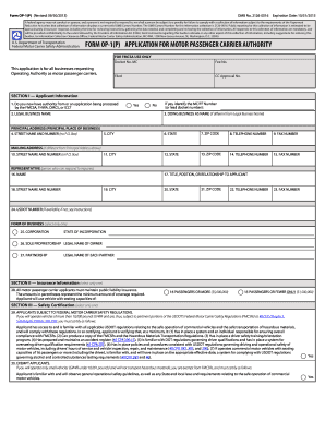 Form OP-1(P) Application for Motor Passenger Carrier Authority