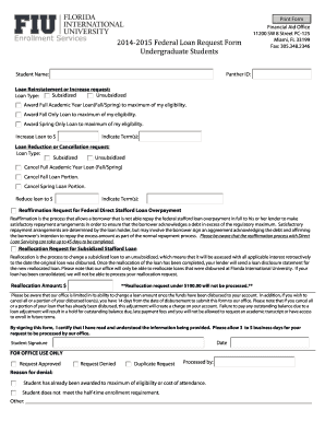 2014-2015 Federal Loan Request Form