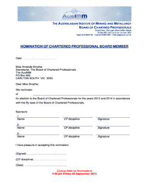 fillable online ausimm com cp board position nomination form ucb 303 work search form