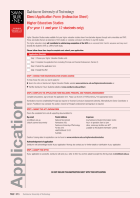 Swinburne University Higher Education Studies Application Form