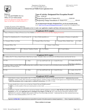 US Fish and Wildlife Service Permit Application