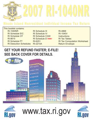 Rhode Island Nonresident Individual Income Tax Return