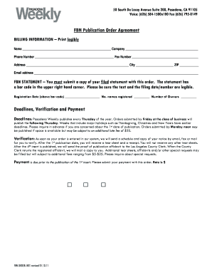 Fictitious Business Name Publication Order Agreement