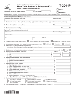 New York Partner’s Schedule K-1 IT-204-IP