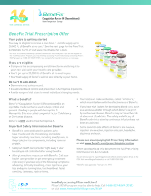 BeneFix Trial Prescription Enrollment Form