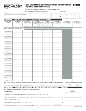 New York City Net Operating Loss Deduction Form