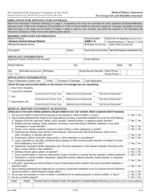 Standard Life Insurance Medical History Statement