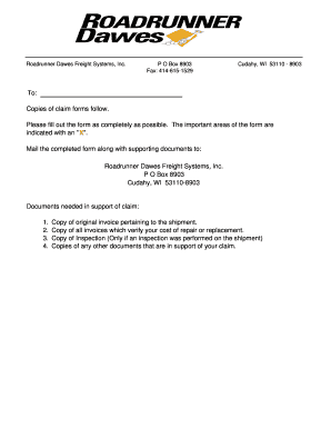 Freight Damage Claim Form