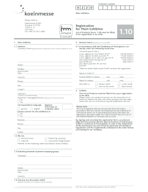 IMM Cologne Exhibitor Registration Form