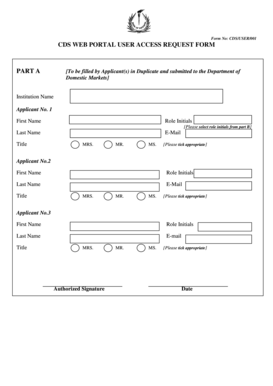 CDS Web Portal User Access Request Form