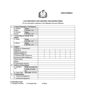 Government Securities Transfer Form