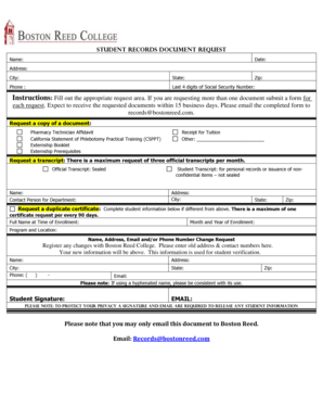 Student Records Document Request Form