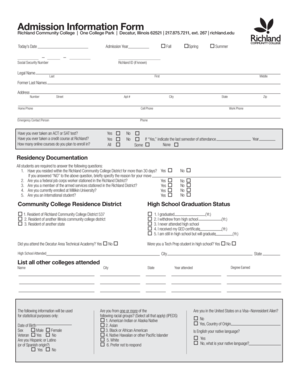 Richland Community College Admission Form