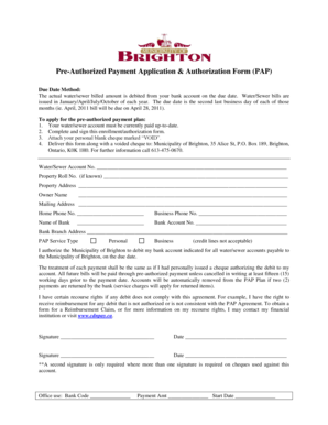 Pre-Authorized Payment Application Form