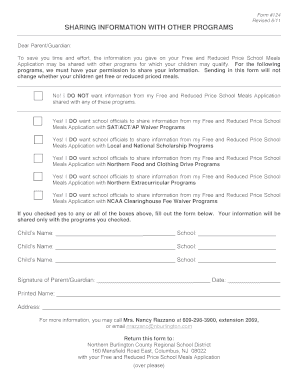 Free and Reduced Price School Meals Application