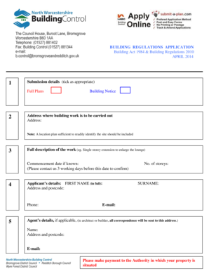 BUILDING REGULATIONS APPLICATION - redditch whub org