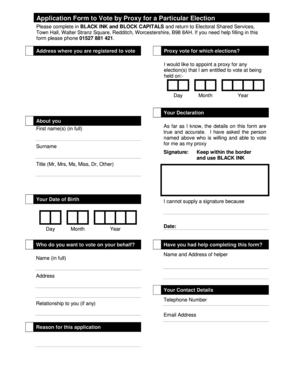 UK Proxy Vote Application Form