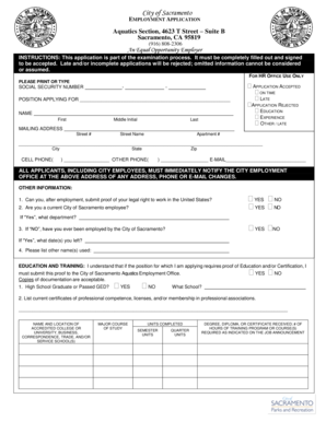 City of Sacramento Employment Application