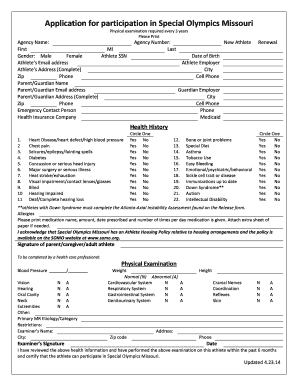 Special Olympics Missouri Athlete Application