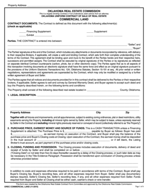 Oklahoma Uniform Contract of Sale of Commercial Land