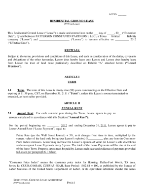 Residential Ground Lease Agreement
