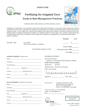 Irrigated Corn Fertilizing Order Form