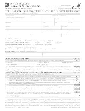 Application for Long Term Disability Income Insurance