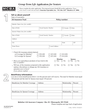 Senior Life Insurance Application Form