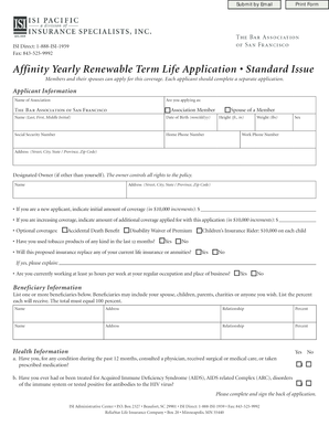 Affinity Yearly Renewable Term Life Application