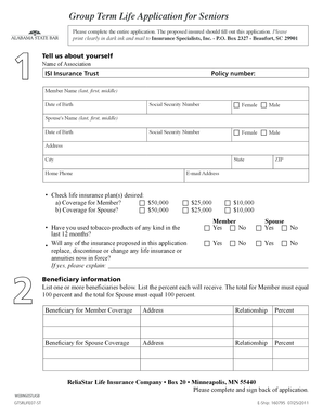 Da form 3081 - RESET FORM Group Term Life Application for Seniors