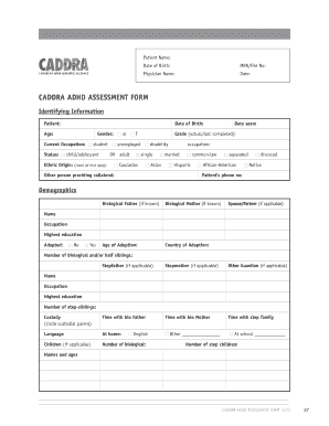 CADDRA ADHD Assessment Form