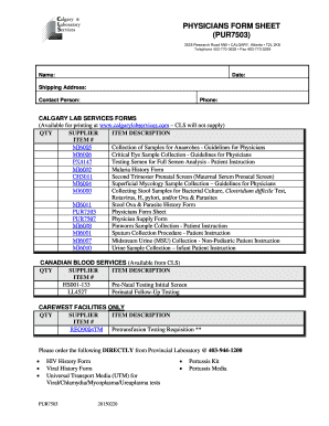 Physicians Form Sheet