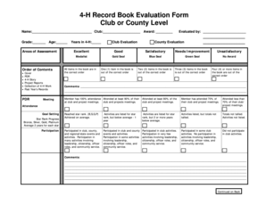 4-H Record Book Evaluation Form
