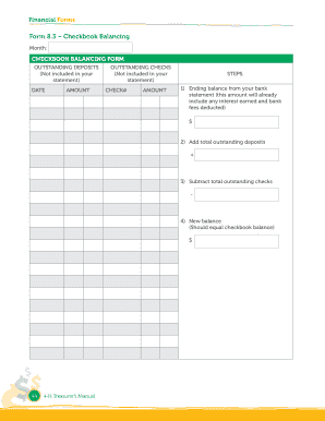 Checkbook Balancing Form