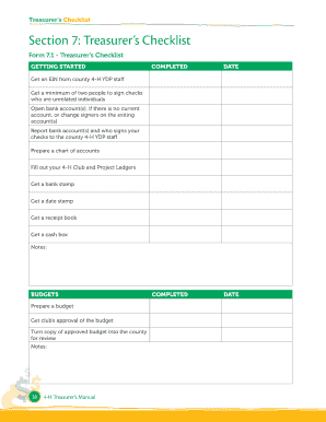4-H Treasurer's Checklist