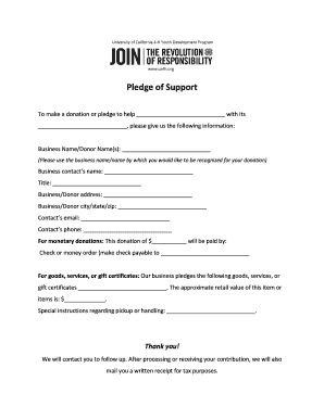 Pledge of Support Form