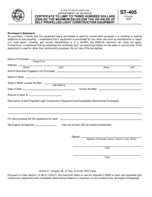 South Carolina ST-405 Form