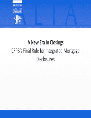 CFPB TILA-RESPA Integrated Mortgage Disclosures