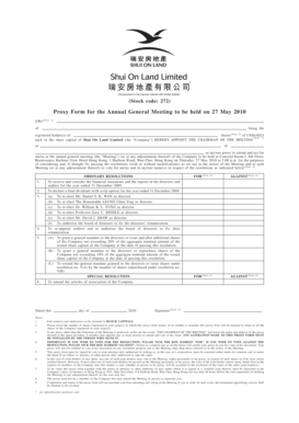 Proxy Form for Annual General Meeting