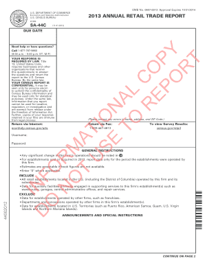US Census Bureau Annual Retail Trade Report Form SA-44C