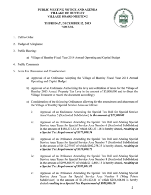 a) Village of Huntley Fiscal Year 2014 Annual Operating and Capital Budget